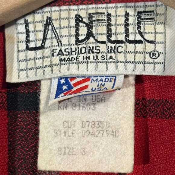 VTG La Belle Red Plaid Blazer Dress S Double Breasted 80s Mob Wife Preppy Grunge - Picture 9 of 11